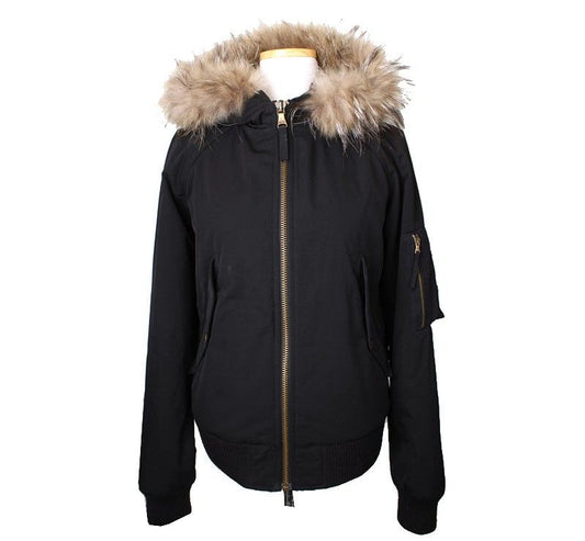 Dolce & Gabbana Raccoon Hood Fur Black Bomber Jacket 38 26810356