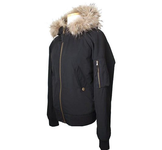 Dolce & Gabbana Raccoon Hood Fur Black Bomber Jacket 38 26810356