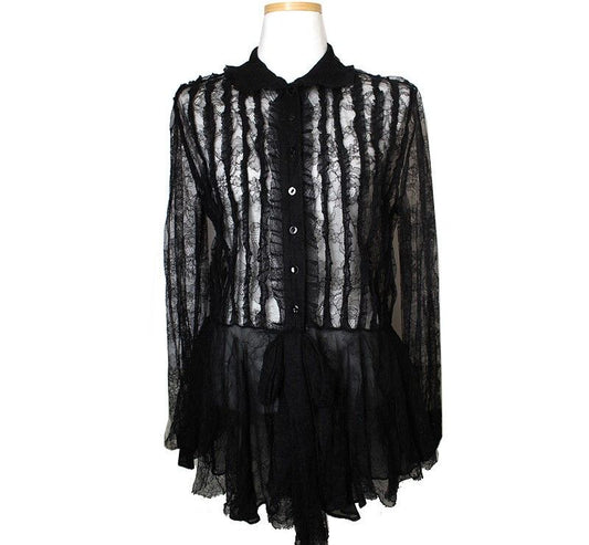 ANNA MOLINARI Black Lace Blouse 44 38436374