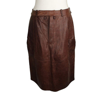 MARNI Dunkelbrauner Vintage-Lederrock 40 26809328