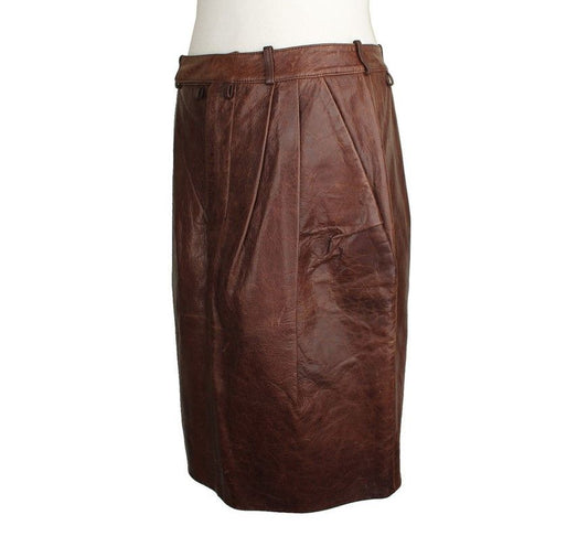 Marni Dark Brown Vintage Leather Skirt 40 26809328