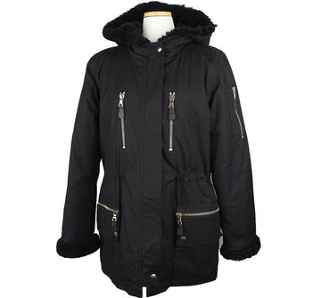 SANDRO Schwarze Wollkapuze Goldene Metalljacke 1 26812127