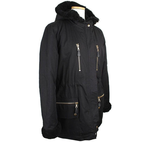 Sandro Black Wool Hooded Gold Metal Parka Down Jacket 26812127