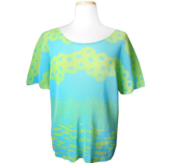 ISSEY MIYAKE Plissierten Top Grün & Blau 3 33578096