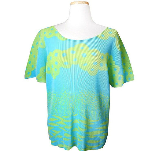 ISSEY MIYAKE Pleats Please Green & Blue Top 3 33578096
