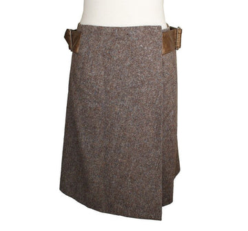 Louis Vuitton Brocade Brown Belted Wrap Skirt 36 26809332