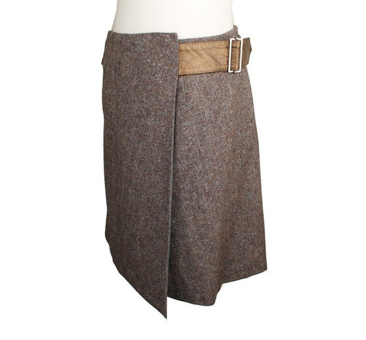 Louis Vuitton Bokashi Brown Belted Wrap Skirt 36 26809332