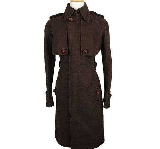 Dsquared2 Dark Brown Denim Trench Coat 42 26810768