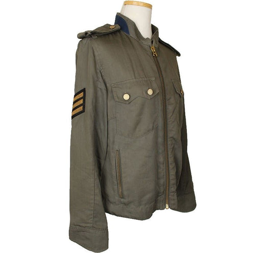 Zadig & Voltaire Khaki Skull Embroidered Epaulet Jacket S 26809882