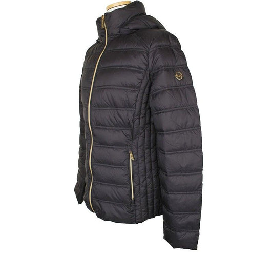 Michael Kors Black Ultra Light Down Hooded Puffer Jacket M 35401396