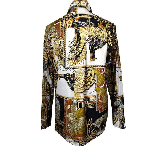 Salvatore Ferragamo Cotton Printed Shirt 44~Small 55 32119146