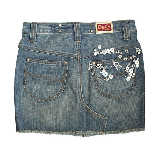 Dolce & Gabbana Beaded Applique Denim Skirt 38 30942596