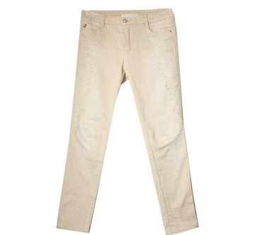 Ermanno Scervino Beige Lace Stream Denim Pants 40 26809754
