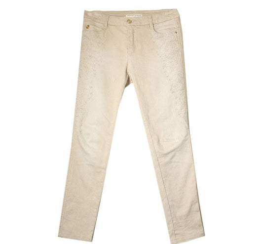 ERMANNO SCERVINO Beige Lace Stream Denimhose 40 26809754