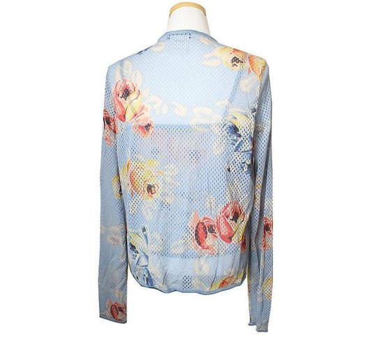 DIOR Lichtblaues Mesh Twinset Cardigan + Tanktop 44 38713046