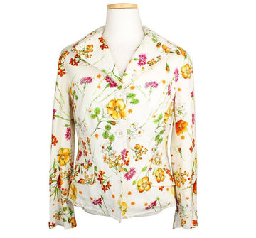 DOLCE & GABBANA アイボリーフラワープリントコットンジャケット42 26810135