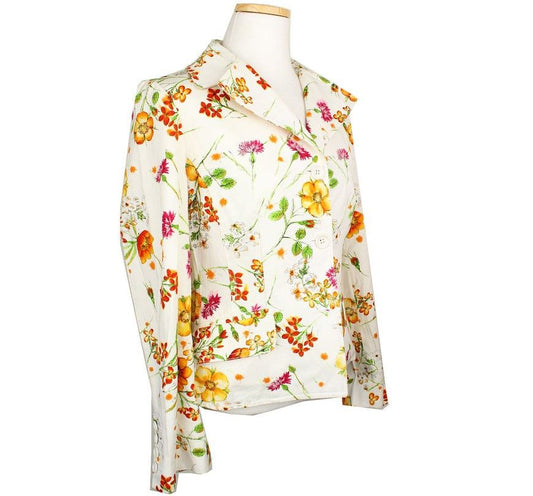 Dolce & Gabbana Ivory Flower Print Cotton Jacket 42 26810135