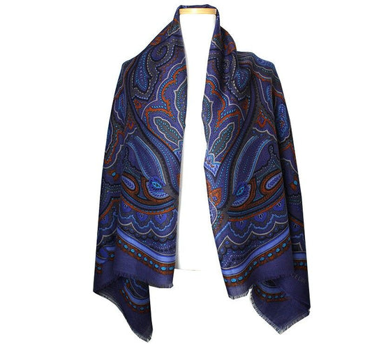 Celine Blue Arabesque Wool Silk Scarf 38883574