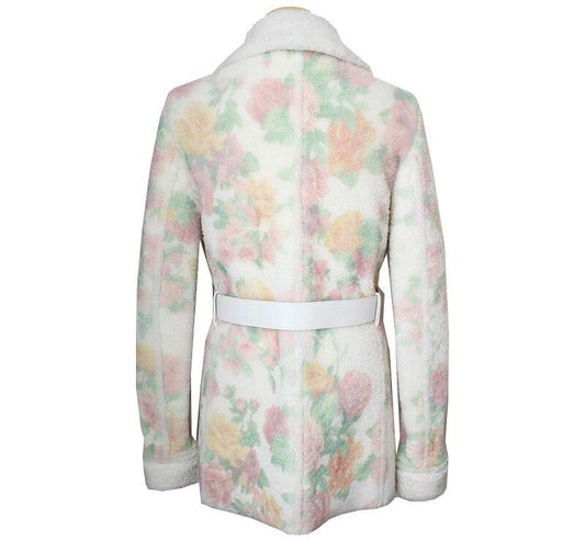 BLUMARINE White Floral Mustang Half Coat 44 38884092