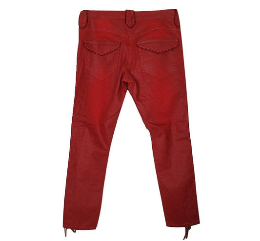 ISABEL MARANT Burgunderrote Wildlederriemen Jeanshose 55 26809574
