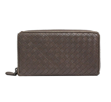 Bottega Veneta Khaki Gray Woven Zippy Long Wallet 12345 38884548
