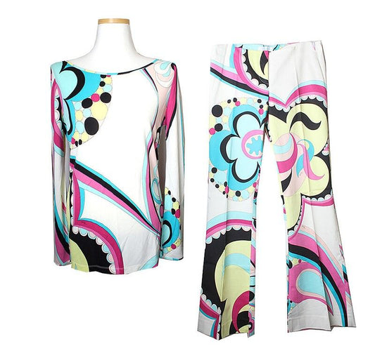 EMILIO PUCCI エミリオ・プッチ ホットピンク ポップアート トップス+パンツセット 44 39219731