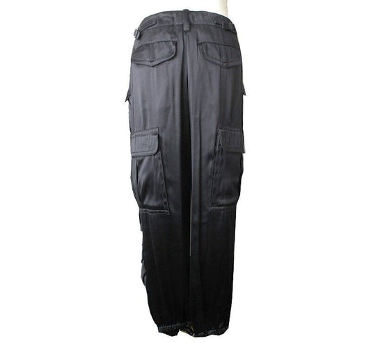GF FERRE' Gianfranco Ferre Schwarze Seiden Cargo-Hose 44 39219751
