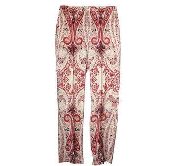 ETRO レッドペイズリーシルクパンツ 55 39219752