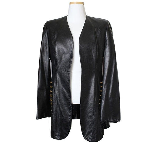 GF FERRE' Gian Franco Ferre Black Lambskin Jacket 55 38436575