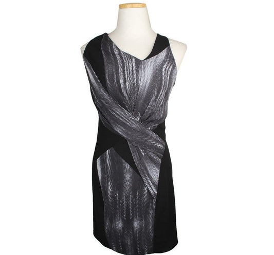 HELMUT LANG ブラックグレー トリム ノースリーブ シルク ワンピース 0 26809661