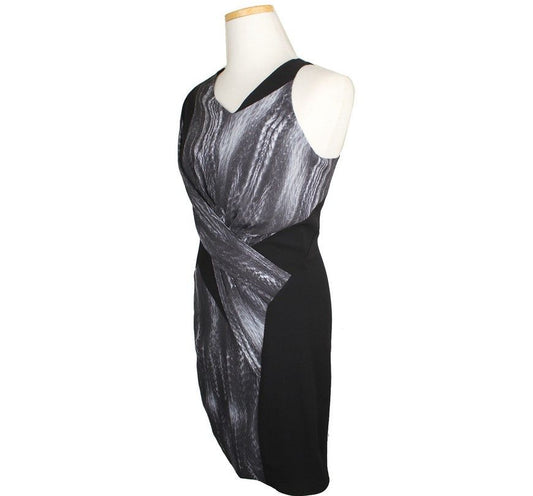 HELMUT LANG ブラックグレー トリム ノースリーブ シルク ワンピース 0 26809661