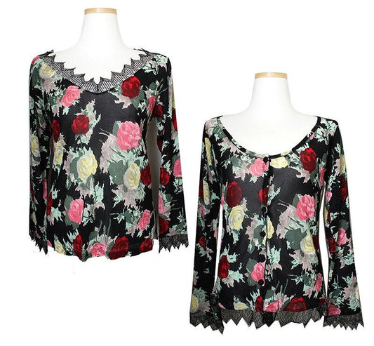 BLUMARINE Rose Twinset Cardigan Top 55 39219743