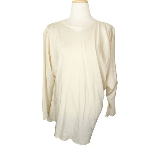Lanvin Beige Silk Long Sleeve Asymmetric Top 55 26807251