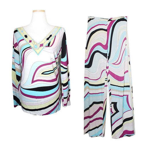 EMILIO PUCCI エミリオ・プッチ Vネック トップス + ウエストゴム パンツ セット 39219730
