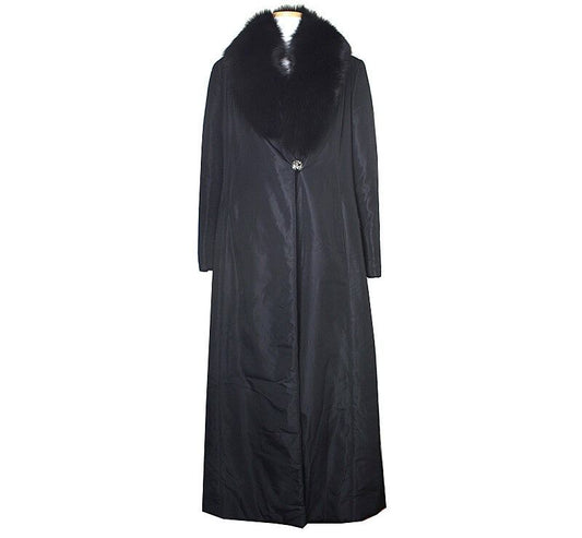 BLUMARINE Black Fox Fur Trim Coat 55 39388278