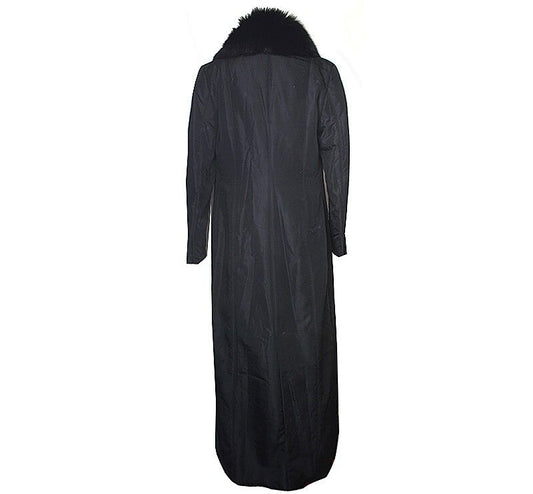 BLUMARINE Black Fox Fur Trim Coat 55 39388278
