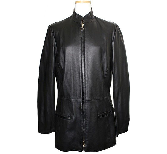 GF FERRE' Gianfranco Ferré Black Lambskin Zip-Up Jacket 55 39570904
