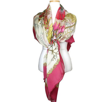 Salvatore Ferragamo Purple Floral Silk Scarf 39571761