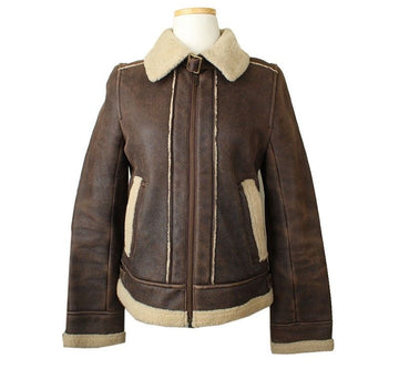 JILL STUART ブラウンラムスキンムスタンショートジャケット 44 26810223