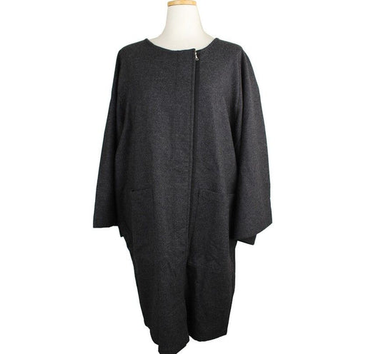 DRIES VAN NOTEN s ドリス ヴァン ノッテン チャコール オーバーサイズ ウールカシミヤ ジップ コート S 26810623