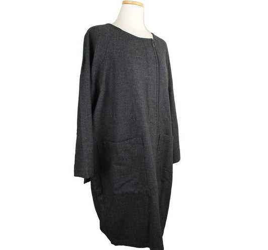DRIES VAN NOTEN s ドリス ヴァン ノッテン チャコール オーバーサイズ ウールカシミヤ ジップ コート S 26810623