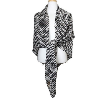 VERSACE ブラック＆ホワイト シルク ビッグ スカーフ 142116 39798273