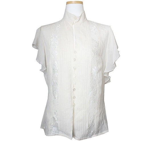 Escada Ivory Lace Frill Blouse 44 40014448