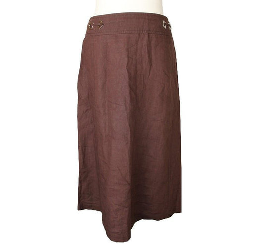 MaxMara Chocolate Linen Skirt 38 33113119