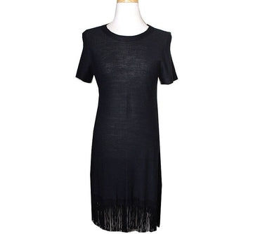 DKNY ブラックシルクフリンジワンピース 55 33862324