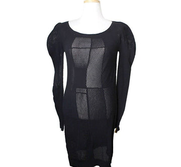 ISSEY MIYAKE イッセイ FETE ブラック メッシュ ニット トップス 55 66 32368223