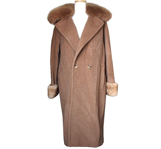 MAXMARA フォックスファートリムキャメルウールコート 55 66 40015152