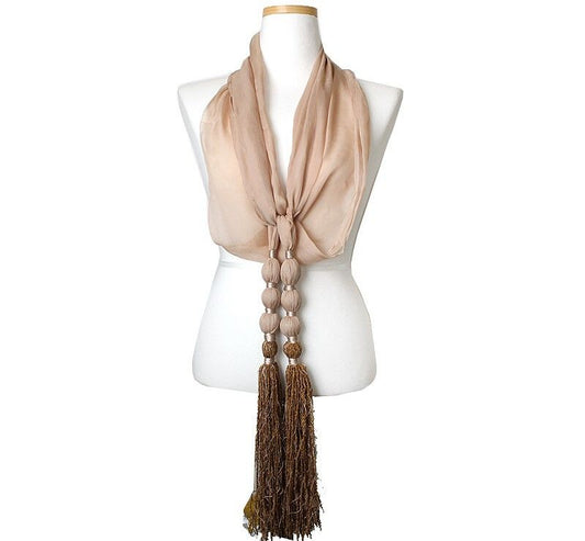 GF FERRE' Gianfranco Ferre Nude Beige Silk Knotted Scarf 40015393