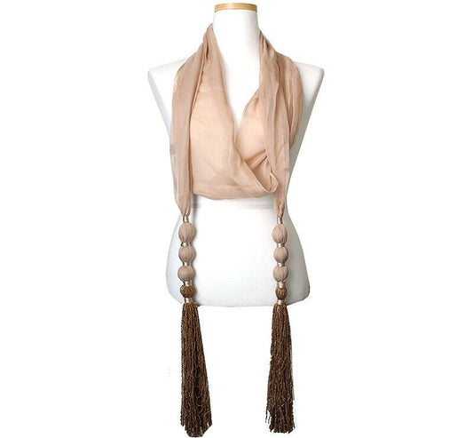 GF FERRE' Gianfranco Ferre Nude Beige Silk Knotted Scarf 40015393