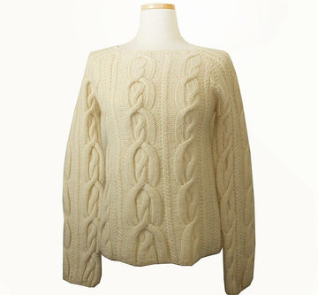 DKNY Ivorfarbenes Strickpullover aus Wollmischung 55 28087783